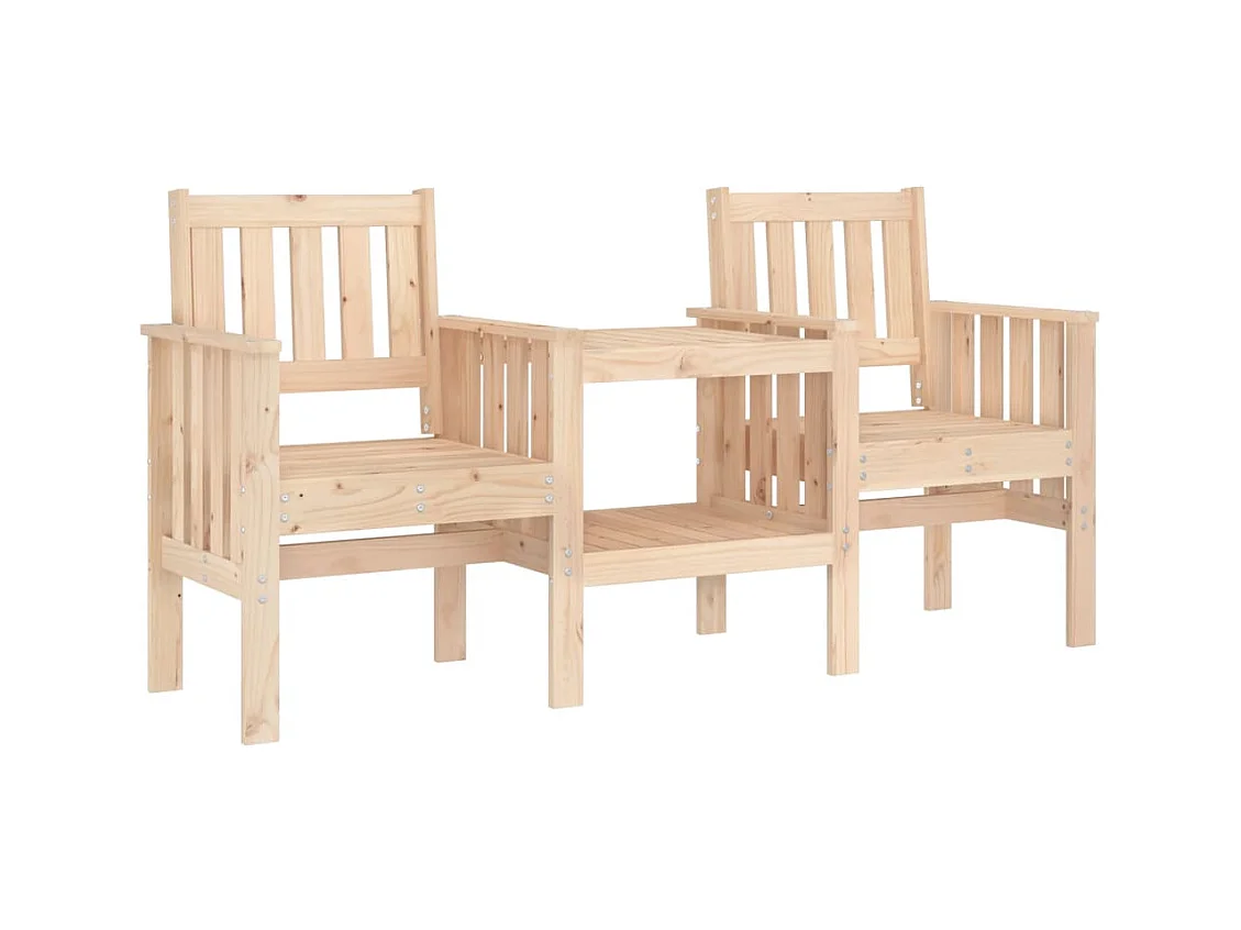 Banco de jardín con mesa 2 plazas madera maciza de pino