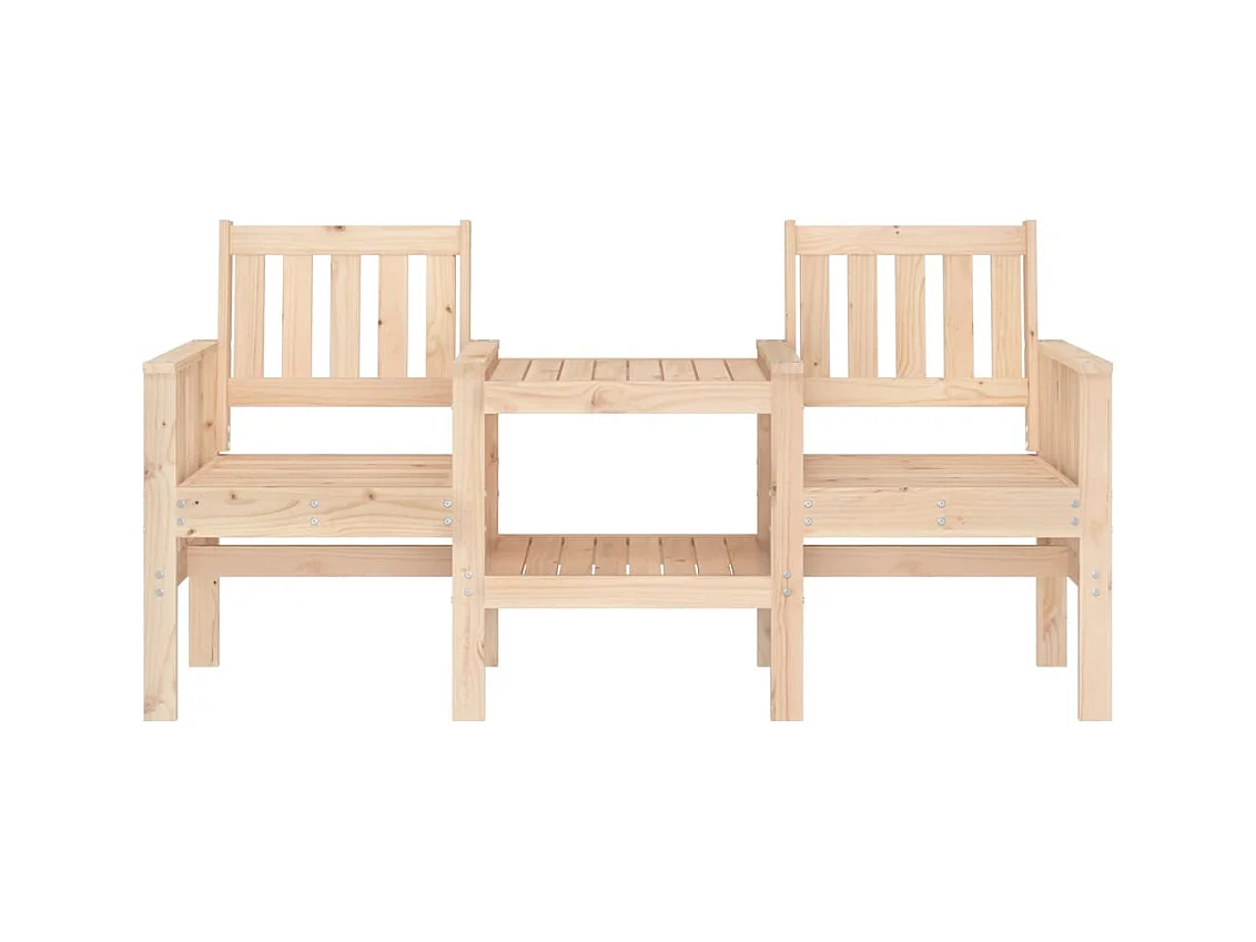 Banco de jardín con mesa 2 plazas madera maciza de pino