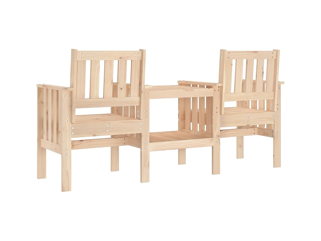 Banco de jardín con mesa 2 plazas madera maciza de pino