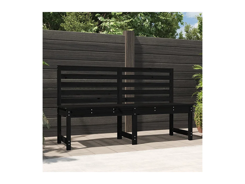 Banc de jardin noir 157,5 cm bois massif de pin