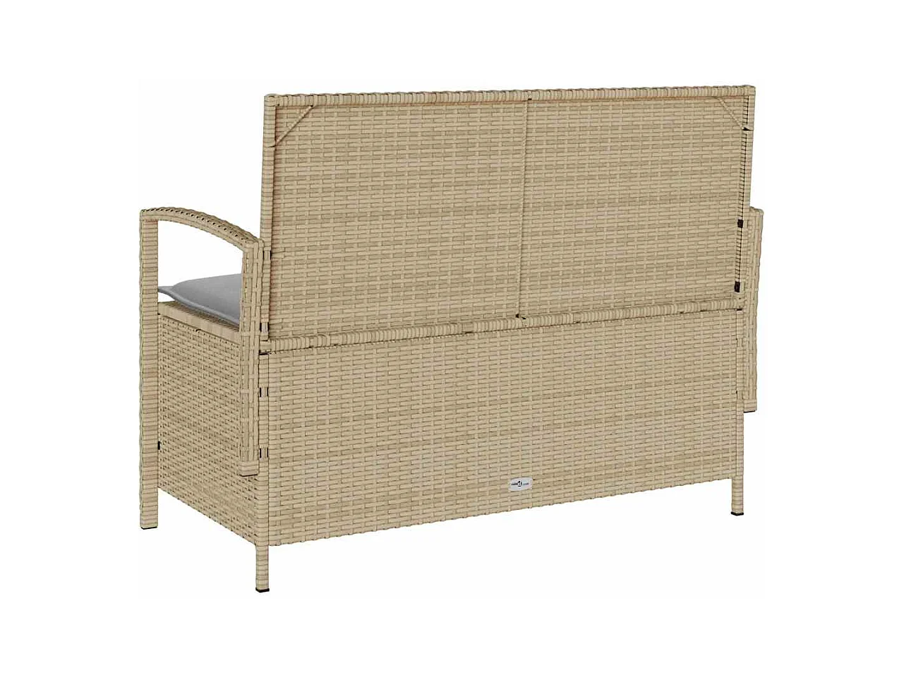 Banco de jardín con almacenaje y cojín beige ratán sintético