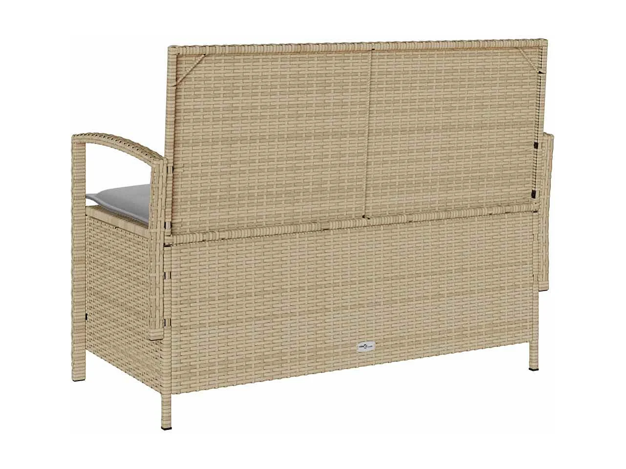 Banc de rangement de jardin avec coussin beige résine tressée