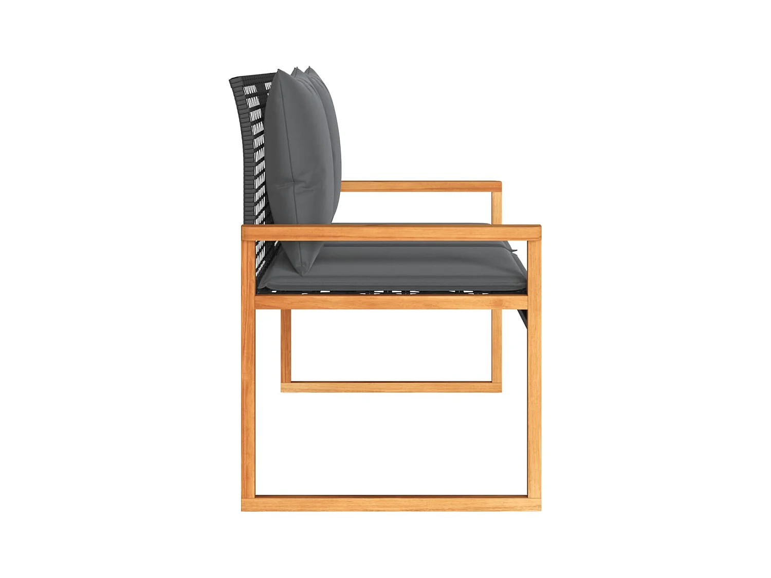 Banc de jardin avec coussin noir résine tressée et acacia