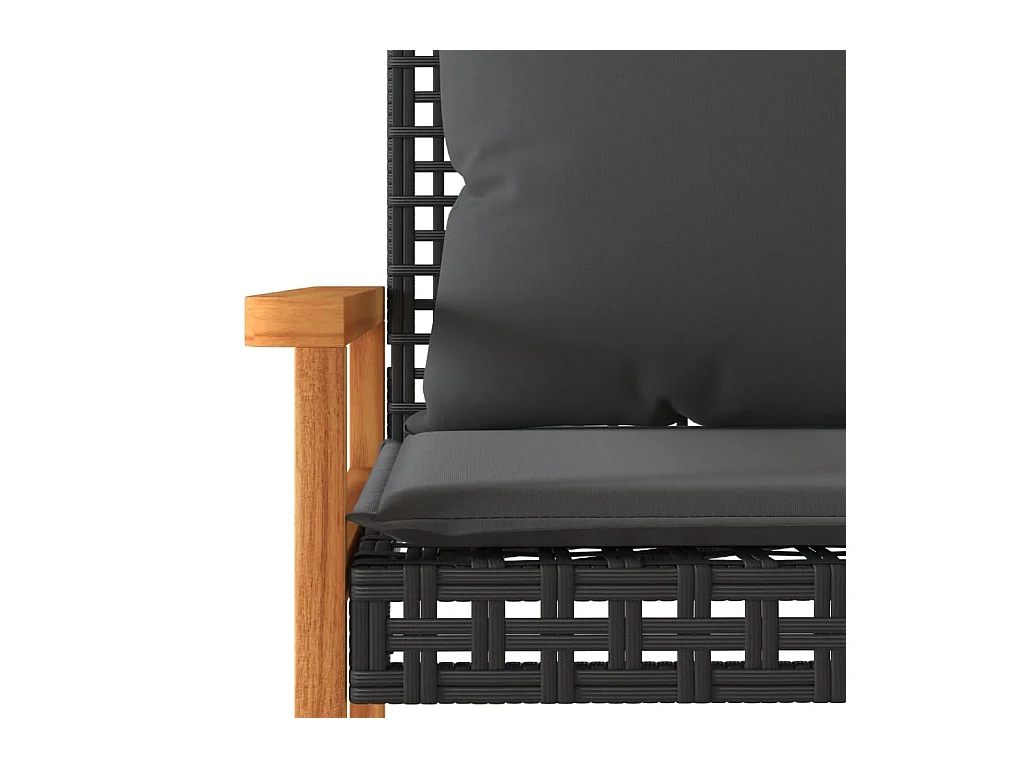 Banc de jardin avec coussin noir résine tressée et acacia