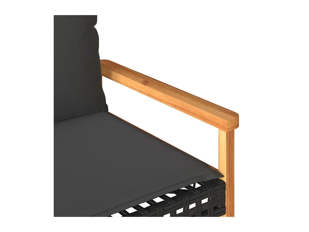 Banc de jardin avec coussin noir résine tressée et acacia