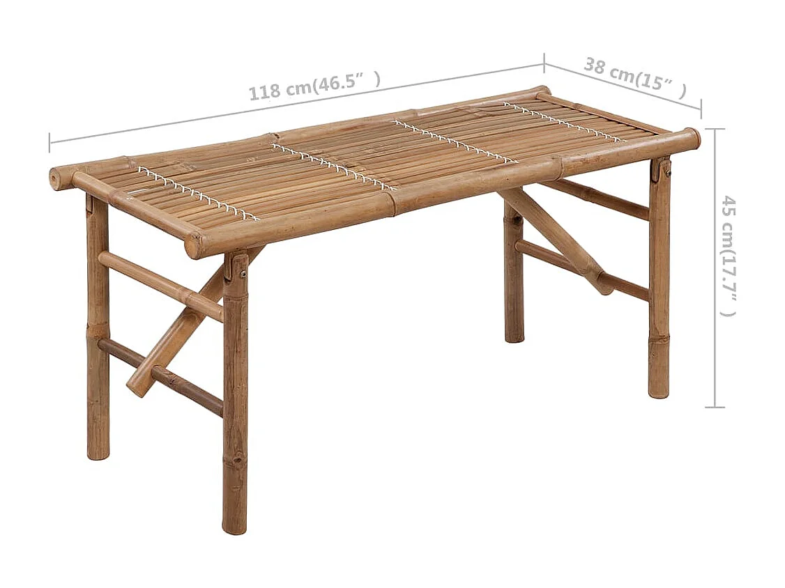 Banco de jardín plegable con cojín bambú 118 cm