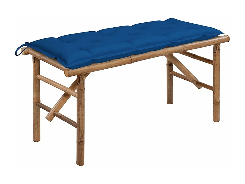 Banc de jardin pliable avec coussin 118 cm Bambou