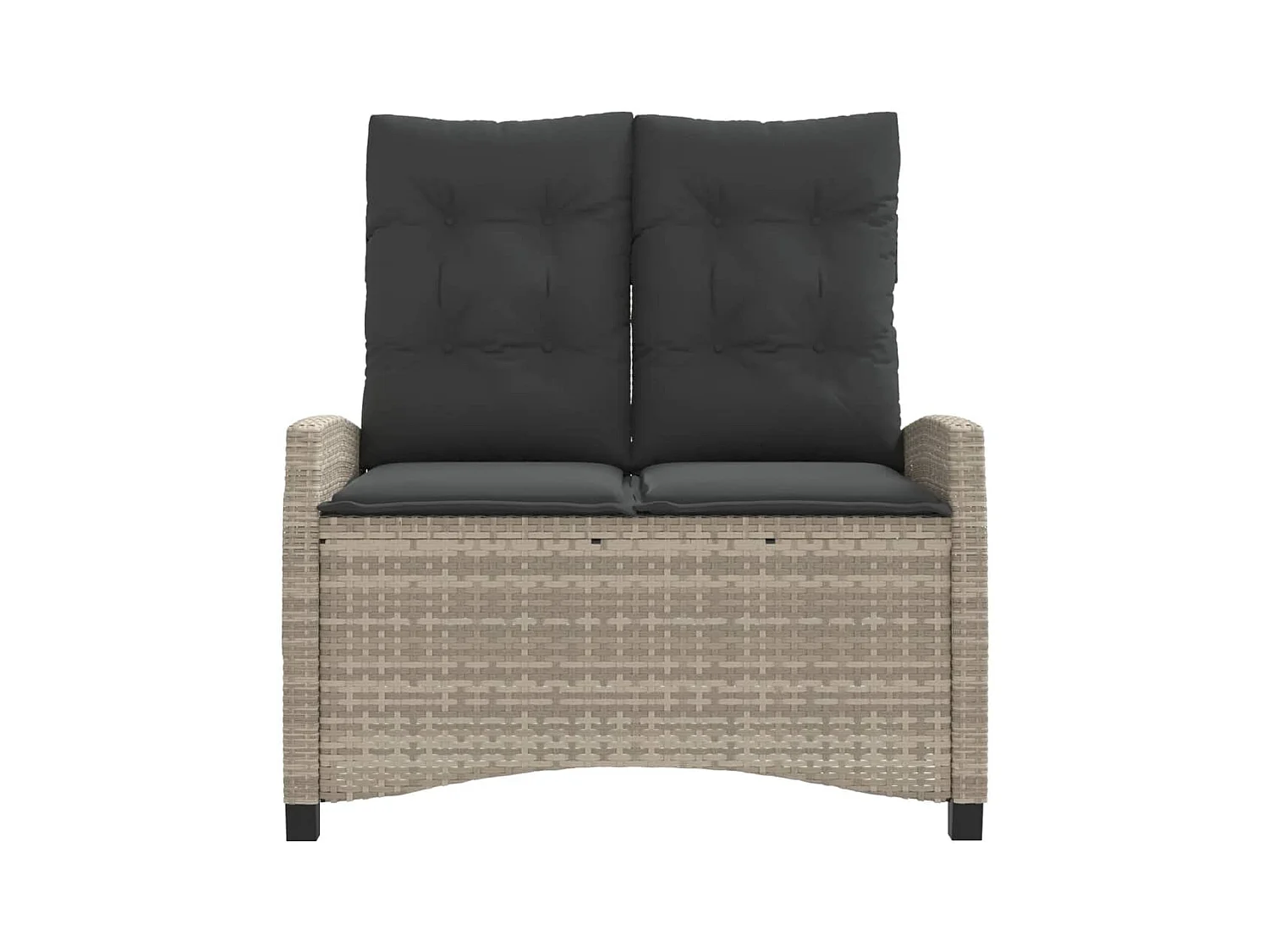 Banc inclinable de jardin et coussins gris clair résine tressée