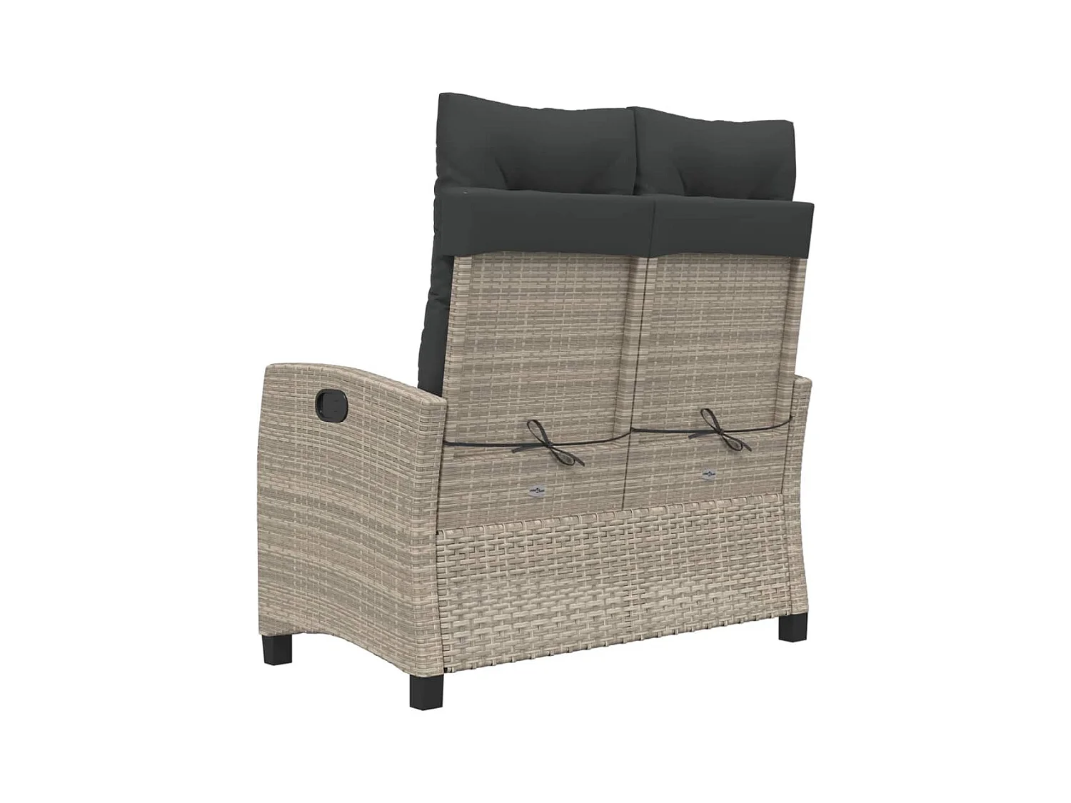 Banc inclinable de jardin et coussins gris clair résine tressée