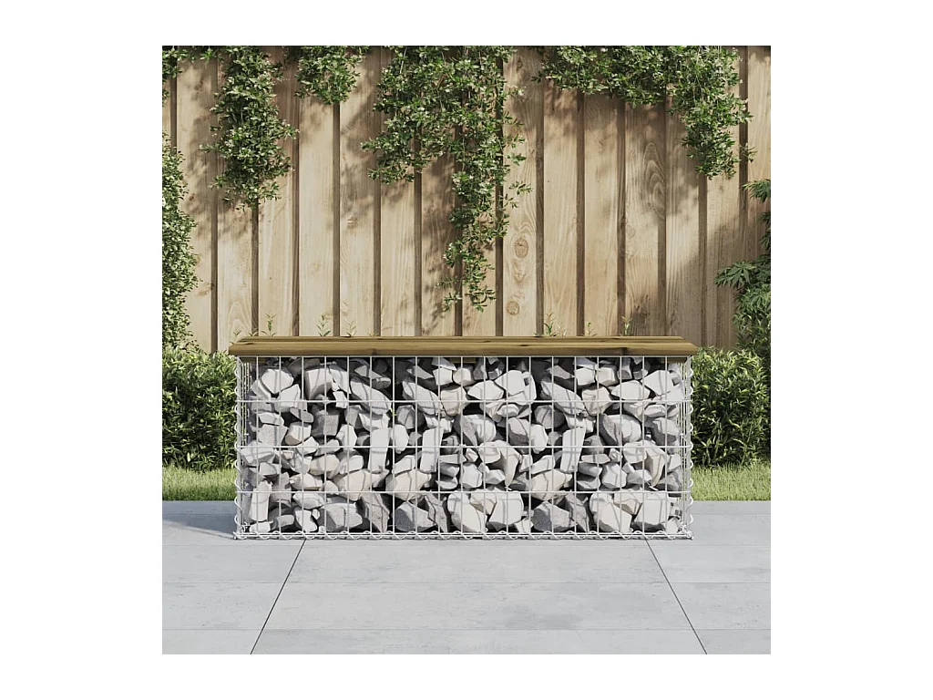 Banc de jardin design gabion 103x31,5x42cm bois de pin imprégné