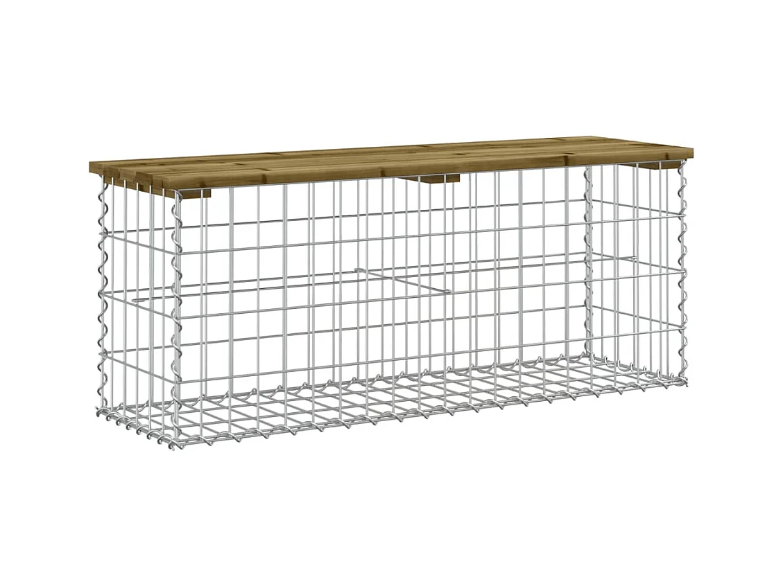 Banc de jardin design gabion 103x31,5x42cm bois de pin imprégné