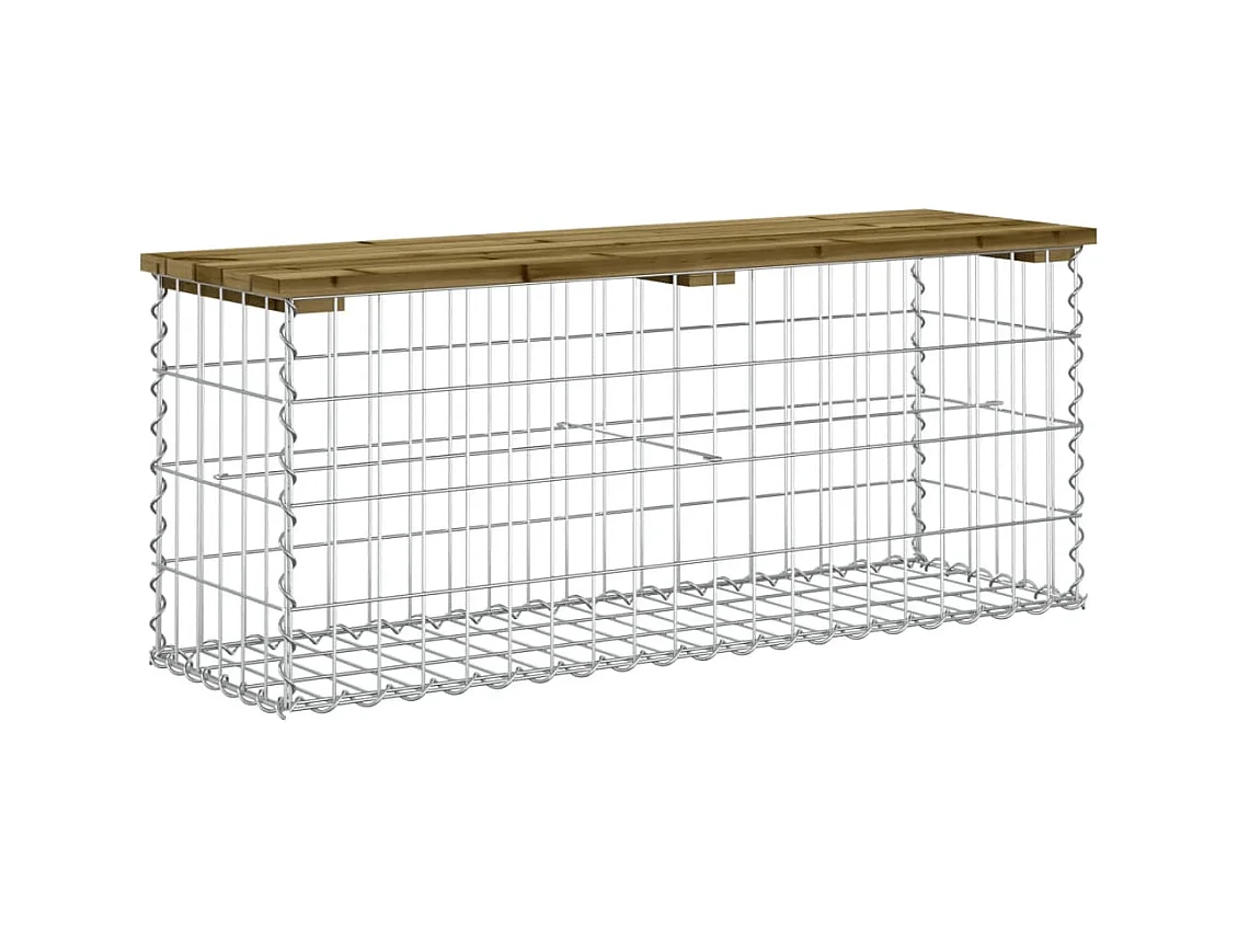 Banc de jardin design gabion 103x31,5x42cm bois de pin imprégné