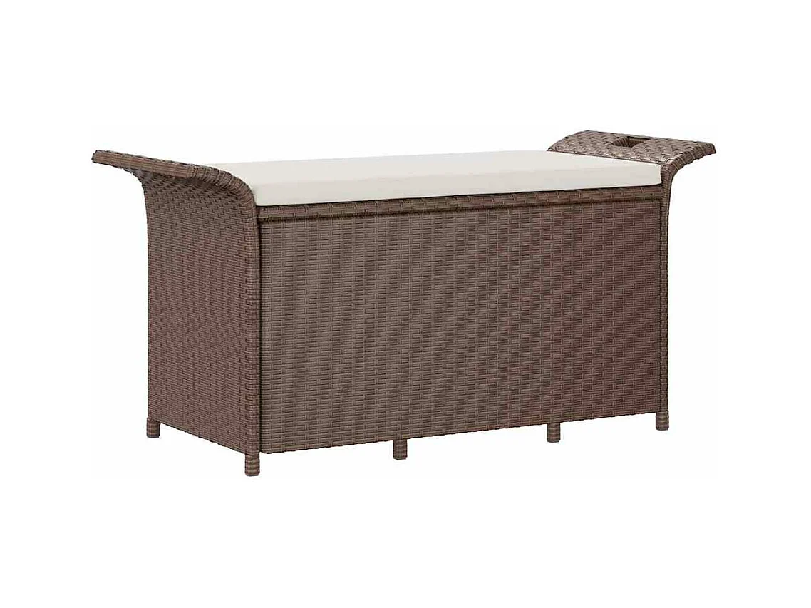 Banc de jardin avec coussin marron 116x46x57 cm résine tressée