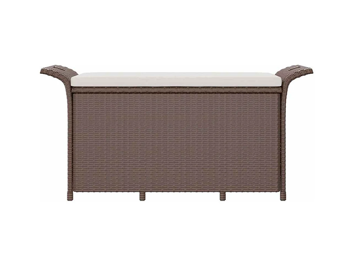 Banc de jardin avec coussin marron 116x46x57 cm résine tressée