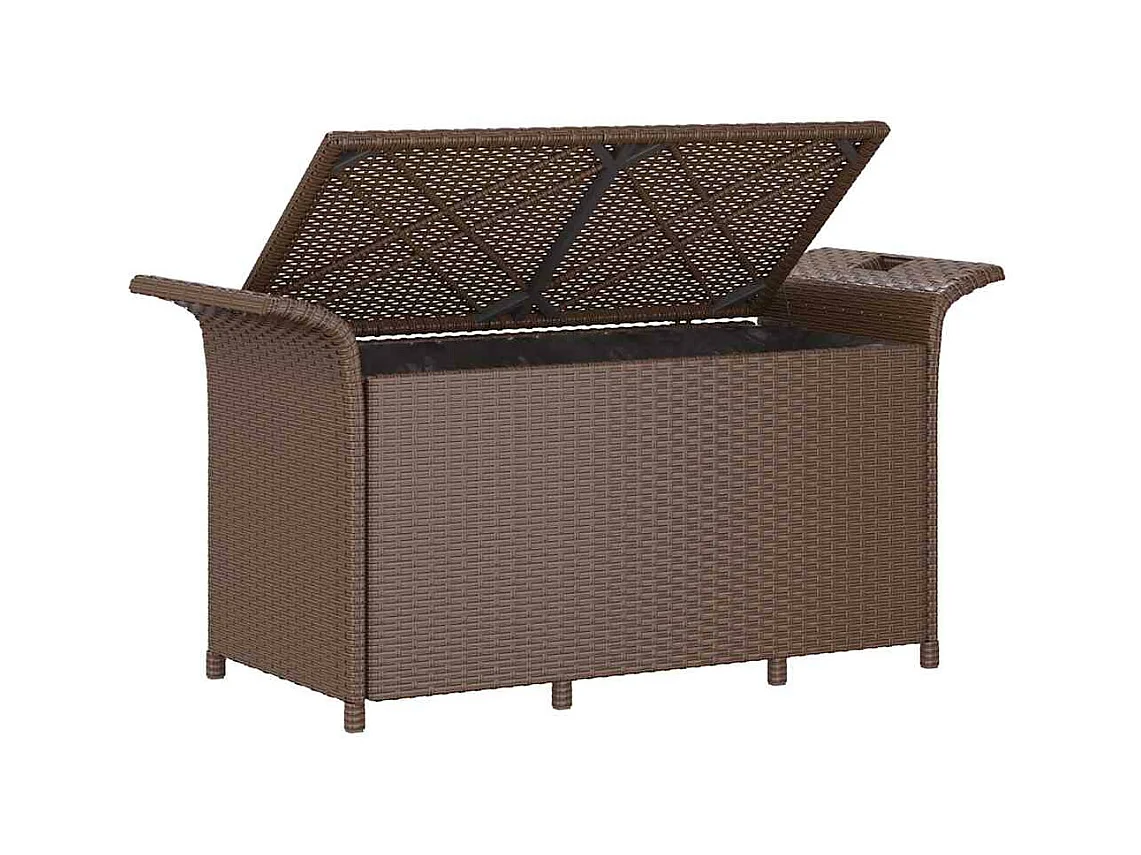 Banc de jardin avec coussin marron 116x46x57 cm résine tressée