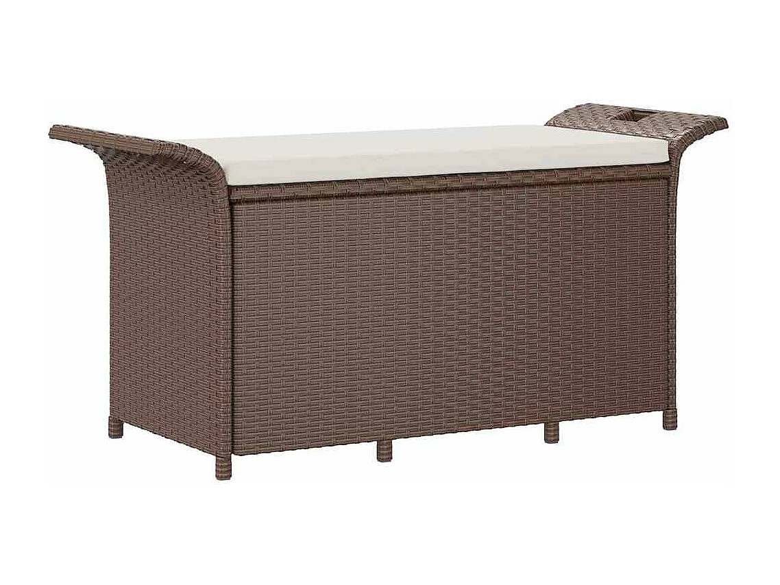 Banc de jardin avec coussin marron 116x46x57 cm résine tressée