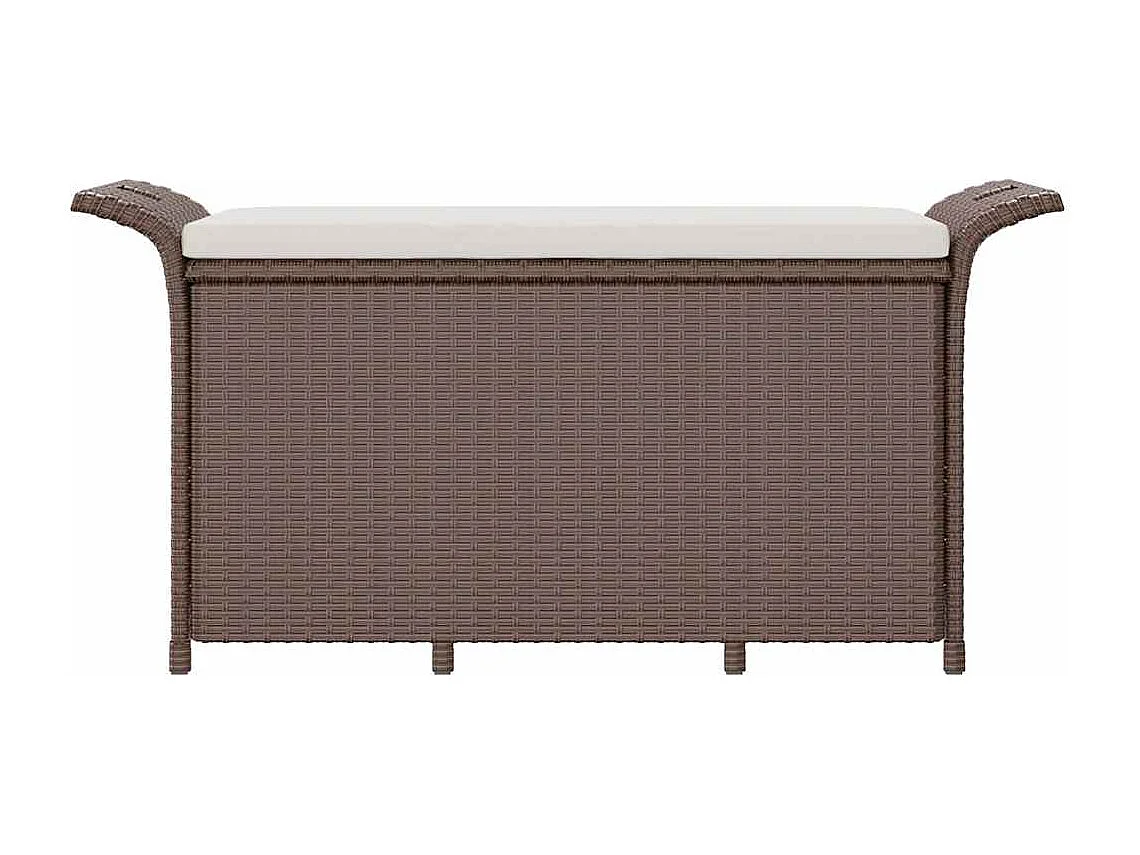 Banc de jardin avec coussin marron 116x46x57 cm résine tressée