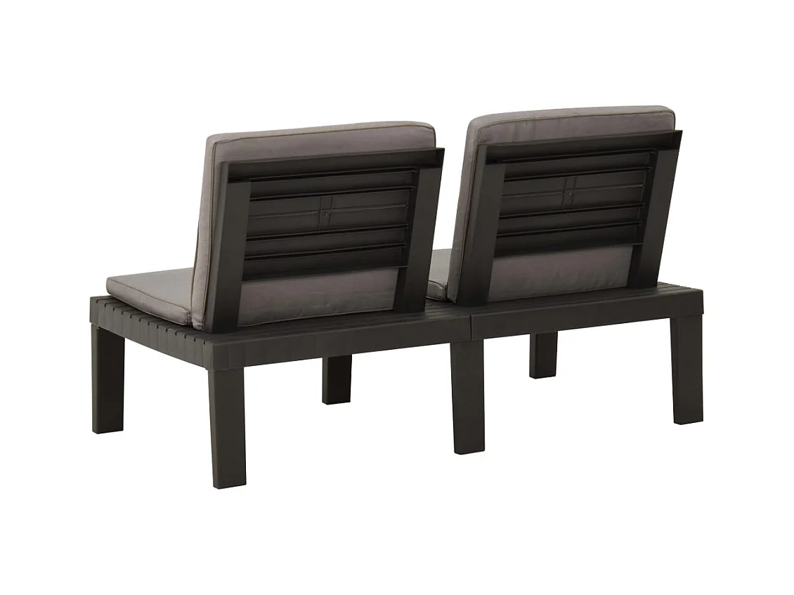 Banco de jardín con cojines plástico gris