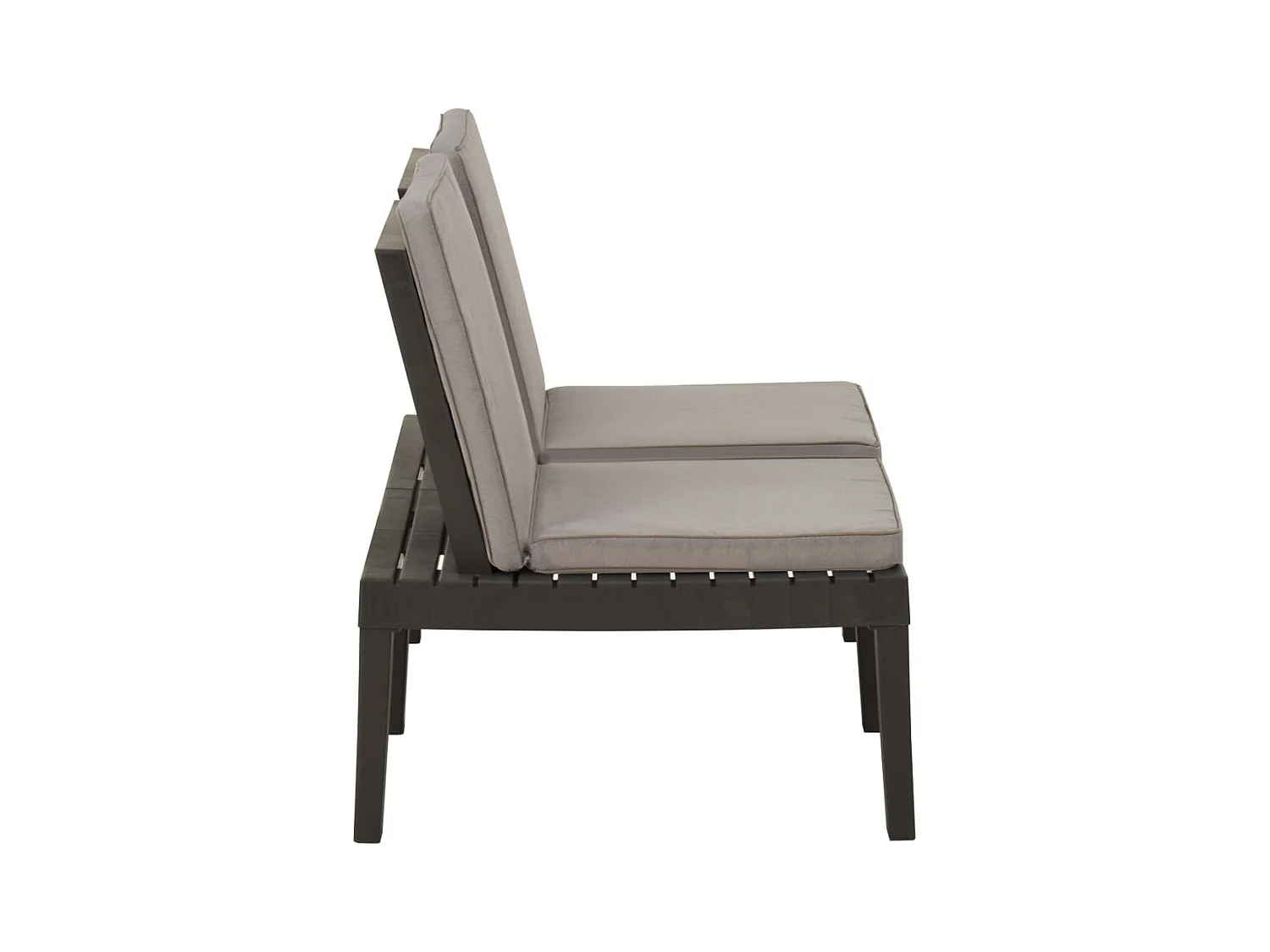 Banco de jardín con cojines plástico gris