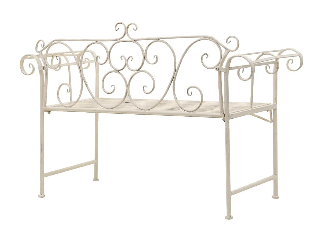 Banco de jardín 132 cm metal antiguo blanco