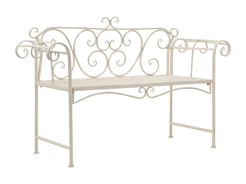 Banco de jardín 132 cm metal antiguo blanco