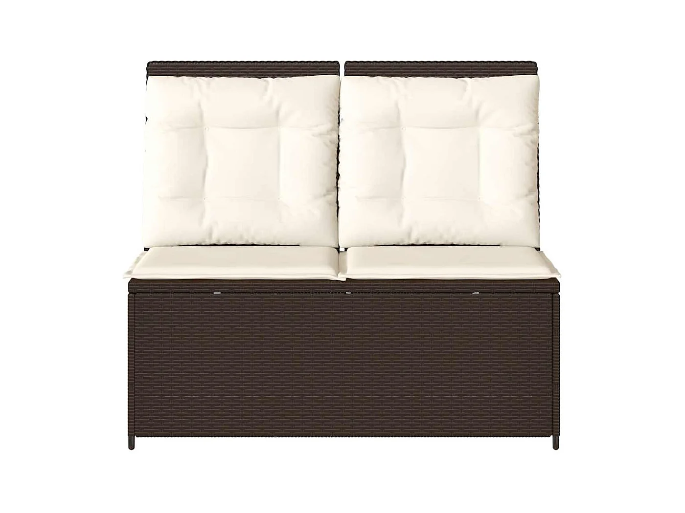 Banc inclinable de jardin avec coussins marron résine tressée