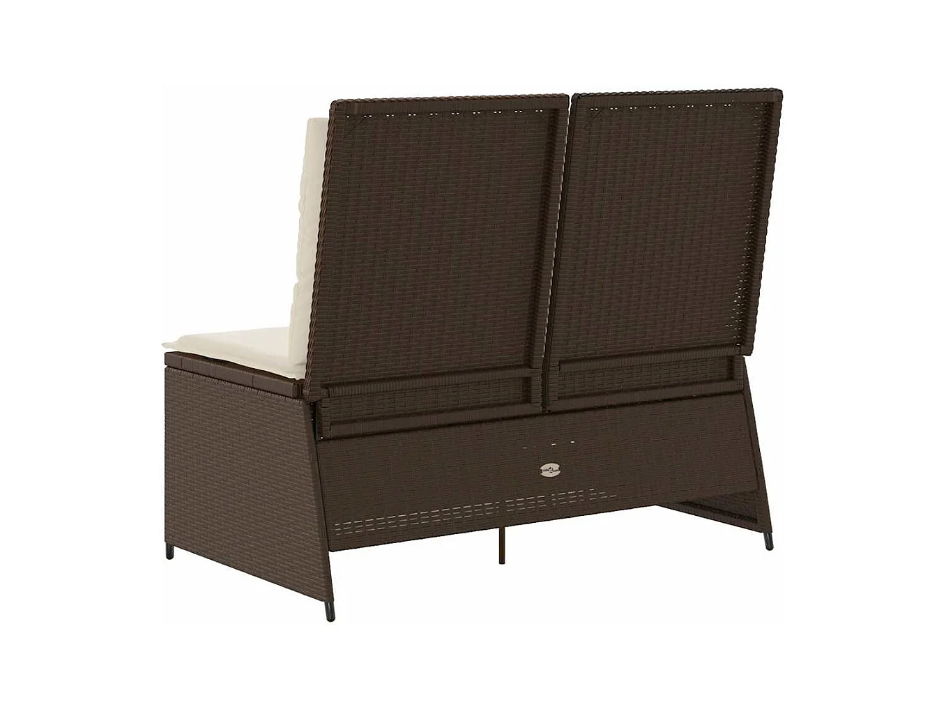 Banc inclinable de jardin avec coussins marron résine tressée