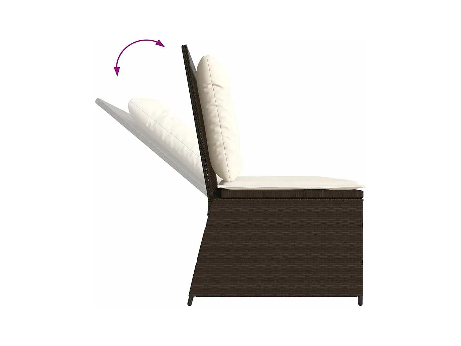 Banc inclinable de jardin avec coussins marron résine tressée