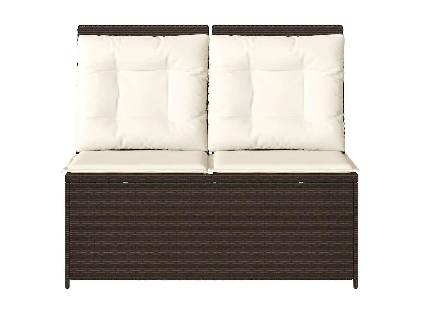 Sillón reclinable de jardín con cojines ratán sintético marrón