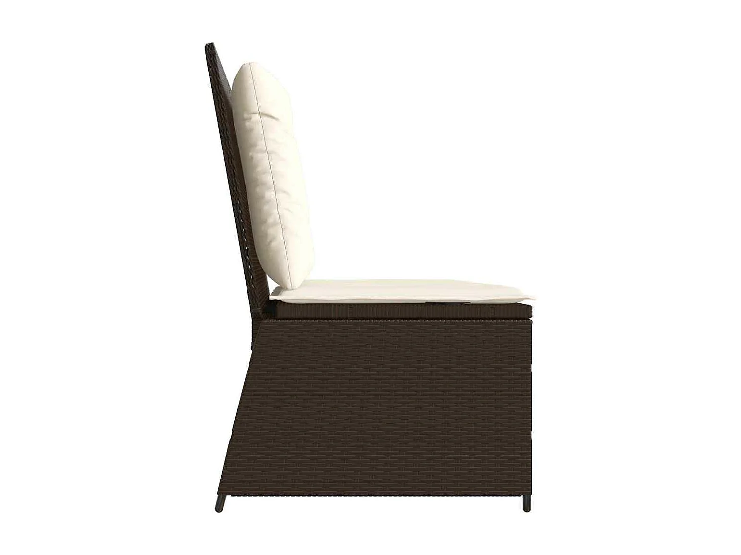 Sillón reclinable de jardín con cojines ratán sintético marrón