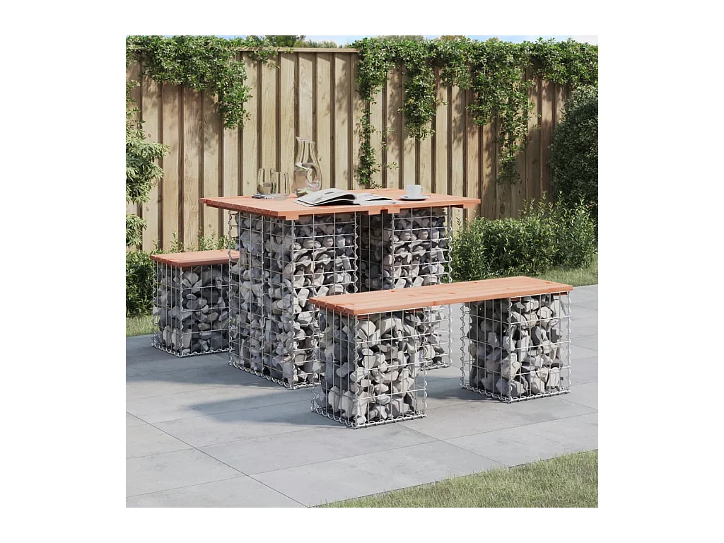 Banc de jardin design gabion 100x70x72cm bois massif de douglas