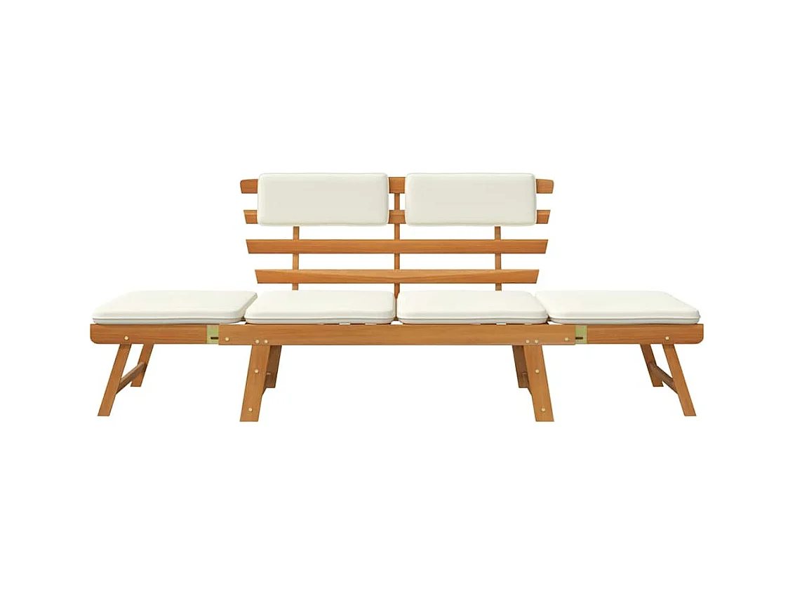 Banc de jardin avec coussins 2-en-1 190 cm Bois solide d'acacia