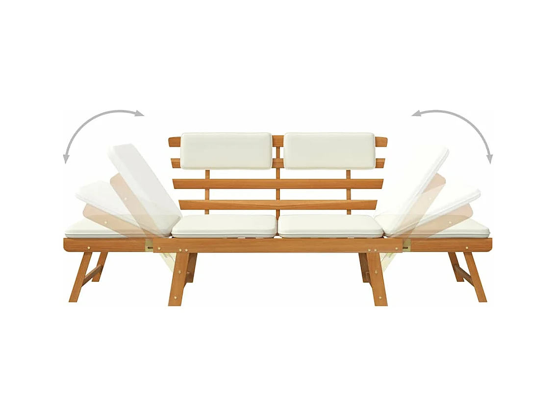Banc de jardin avec coussins 2-en-1 190 cm Bois solide d'acacia