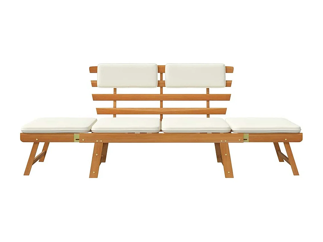 Banc de jardin avec coussins 2-en-1 190 cm Bois solide d'acacia