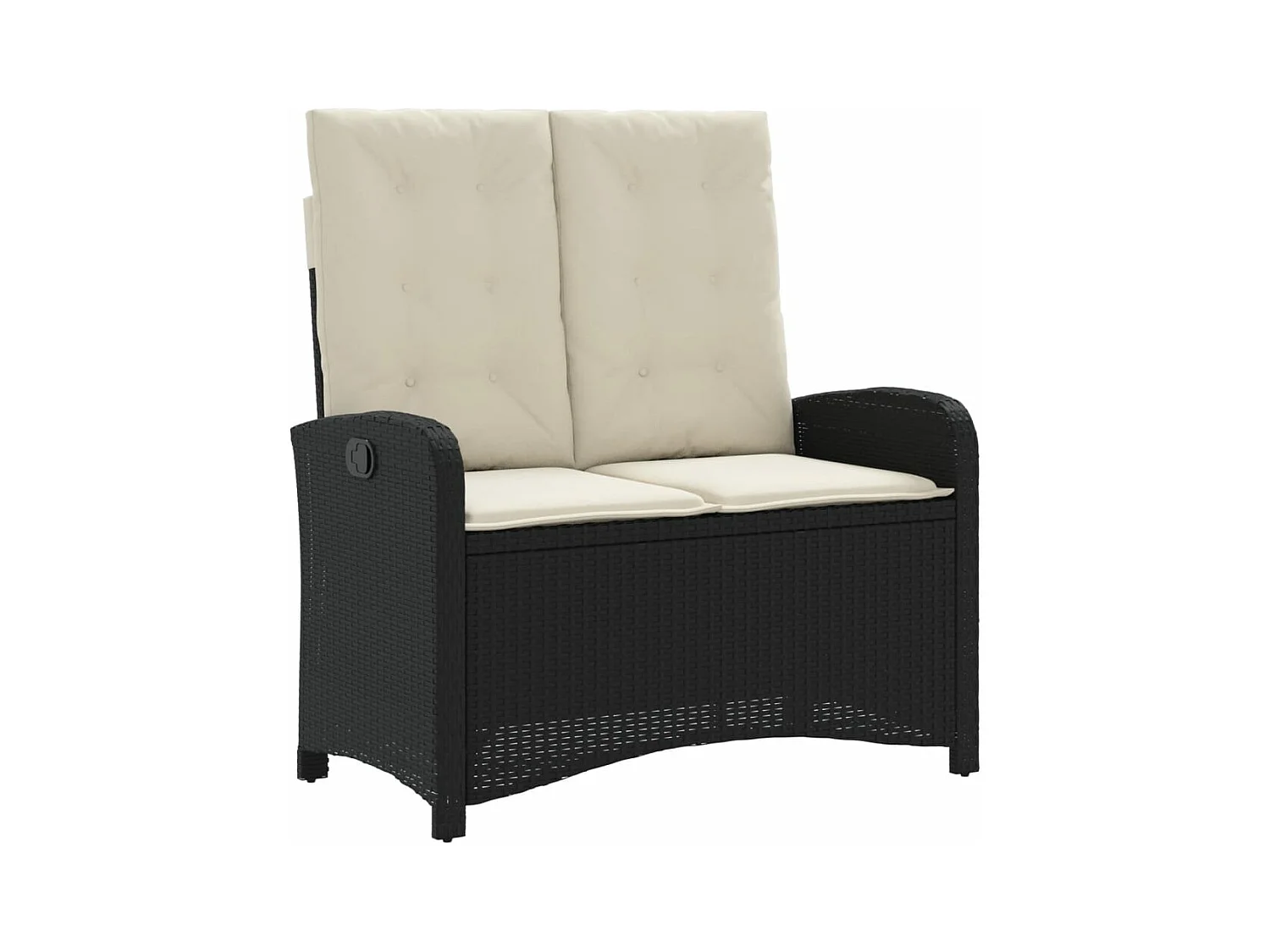 Sillón reclinable de jardín con cojines ratán sintético negro