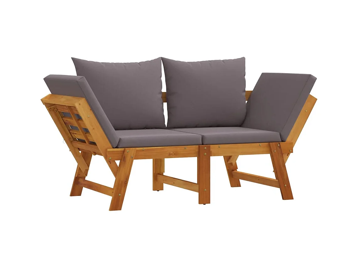 Banc de jardin avec coussins 2 en 1 bois d'acacia massif