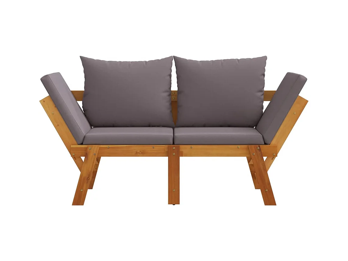 Banc de jardin avec coussins 2 en 1 bois d'acacia massif