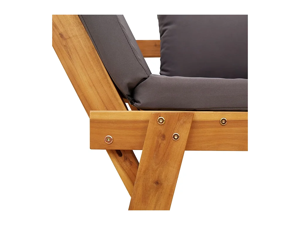 Banc de jardin avec coussins 2 en 1 bois d'acacia massif