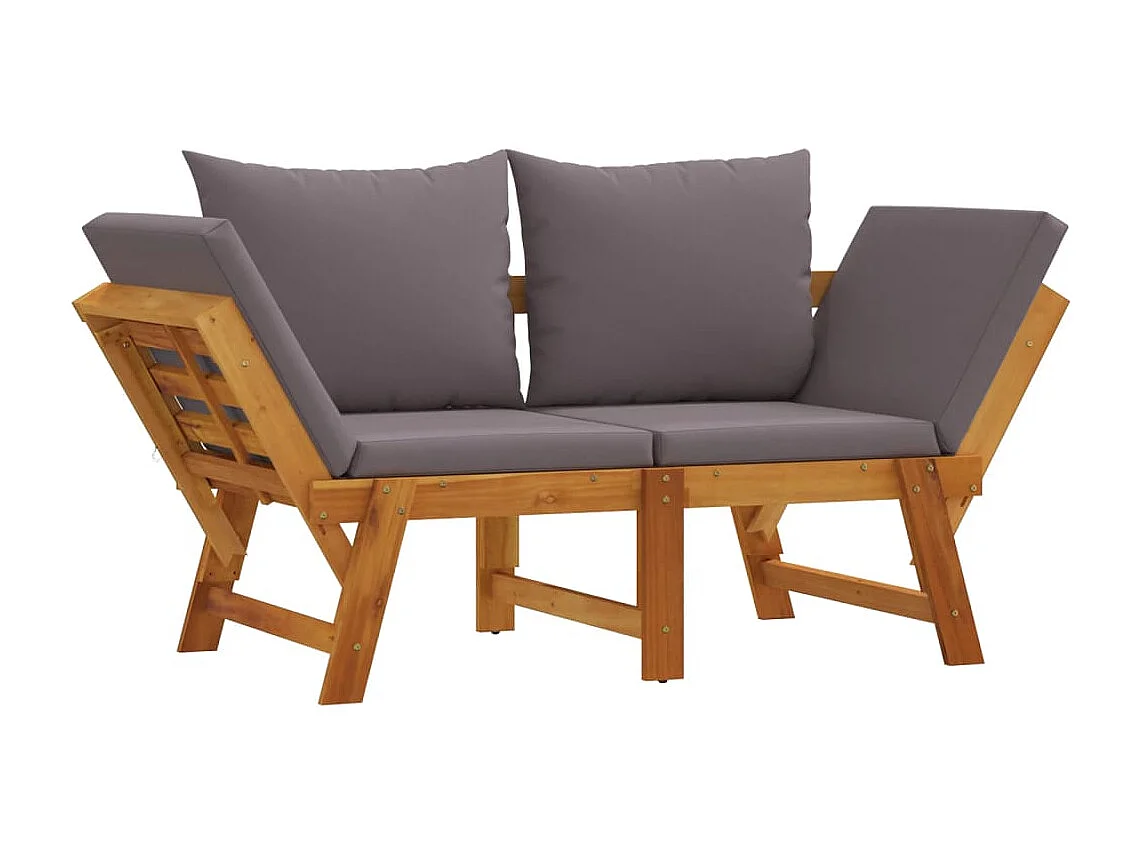 Banco de jardín con cojines 2 en 1 madera maciza de acacia