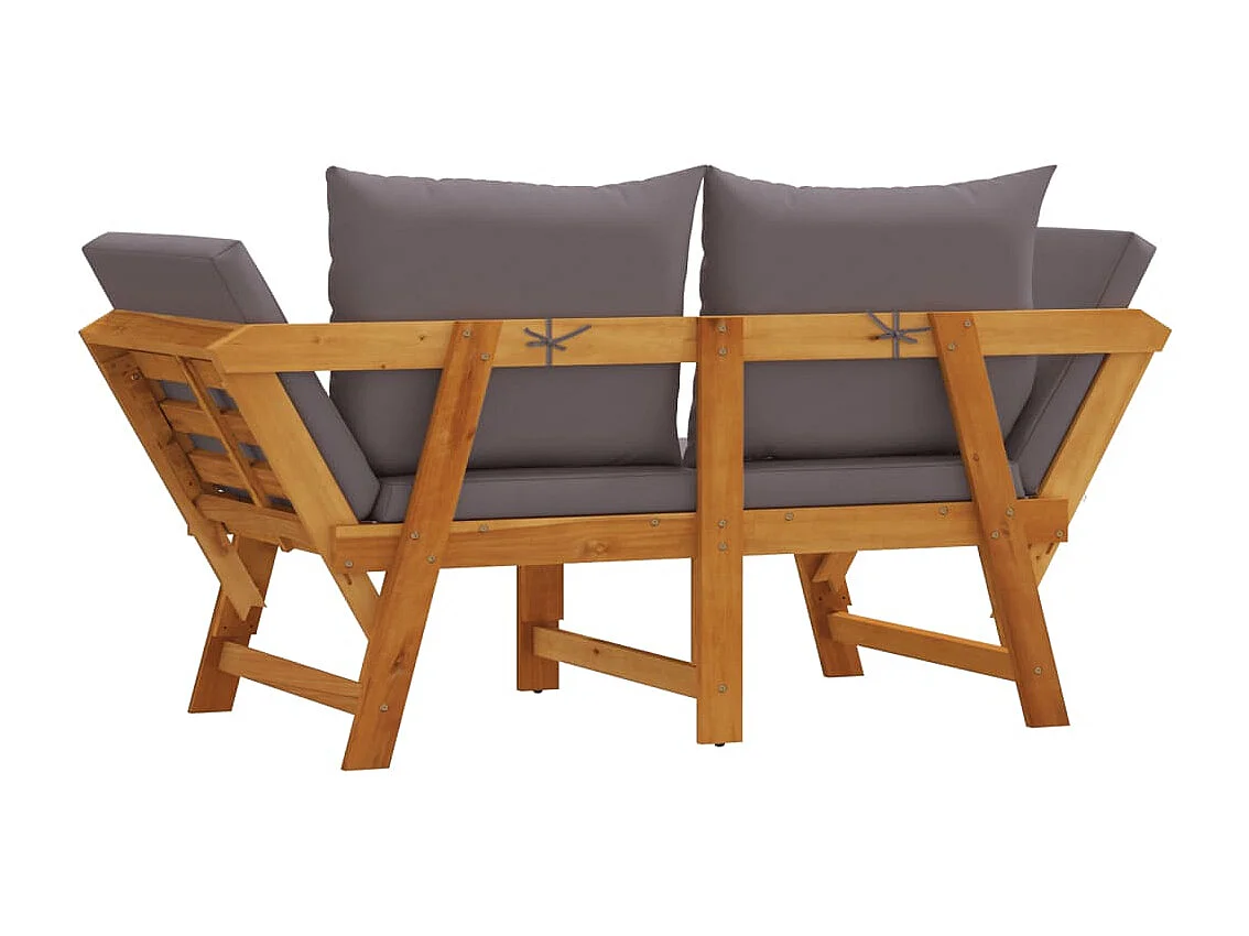 Banco de jardín con cojines 2 en 1 madera maciza de acacia