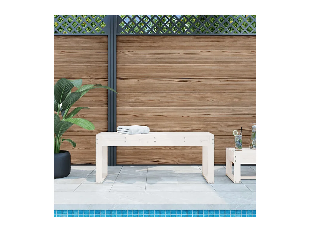 Banc de jardin blanc 110x38x45 cm bois massif de pin