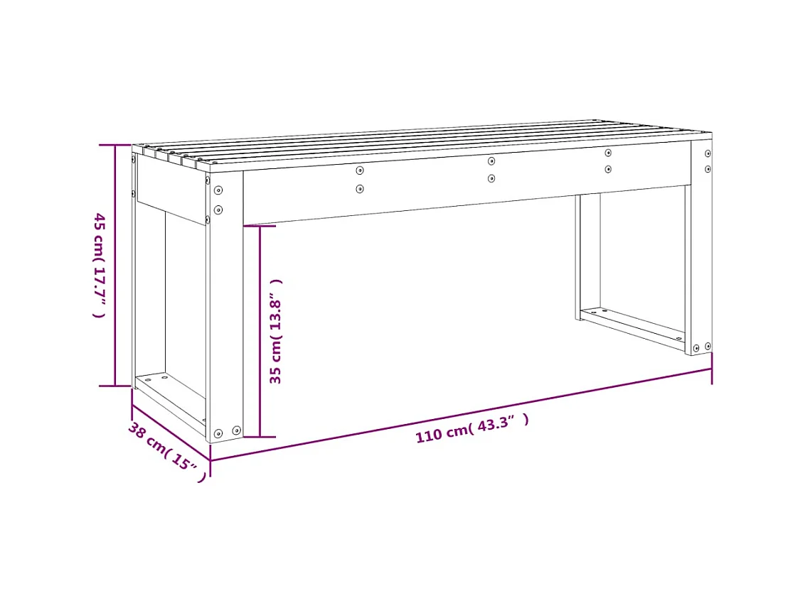 Banc de jardin blanc 110x38x45 cm bois massif de pin