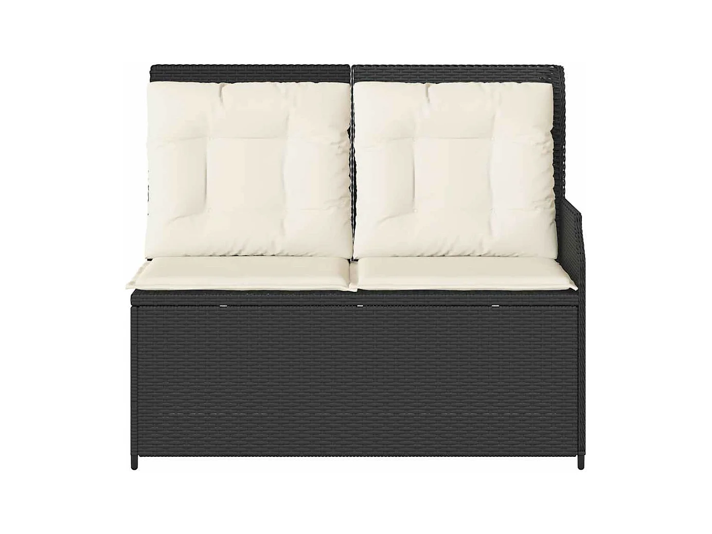 Banc inclinable de jardin avec coussins noir résine tressée