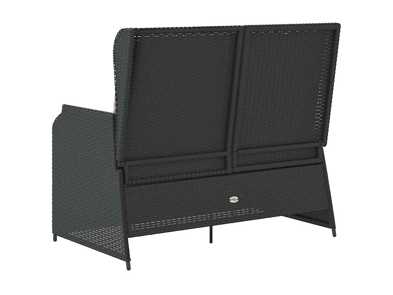 Banc inclinable de jardin avec coussins noir résine tressée