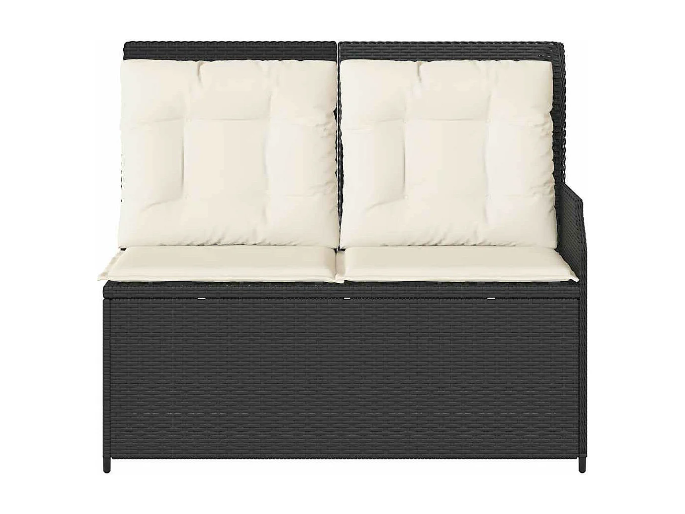 Banco de jardim reclinável com almofadões vime PE preto