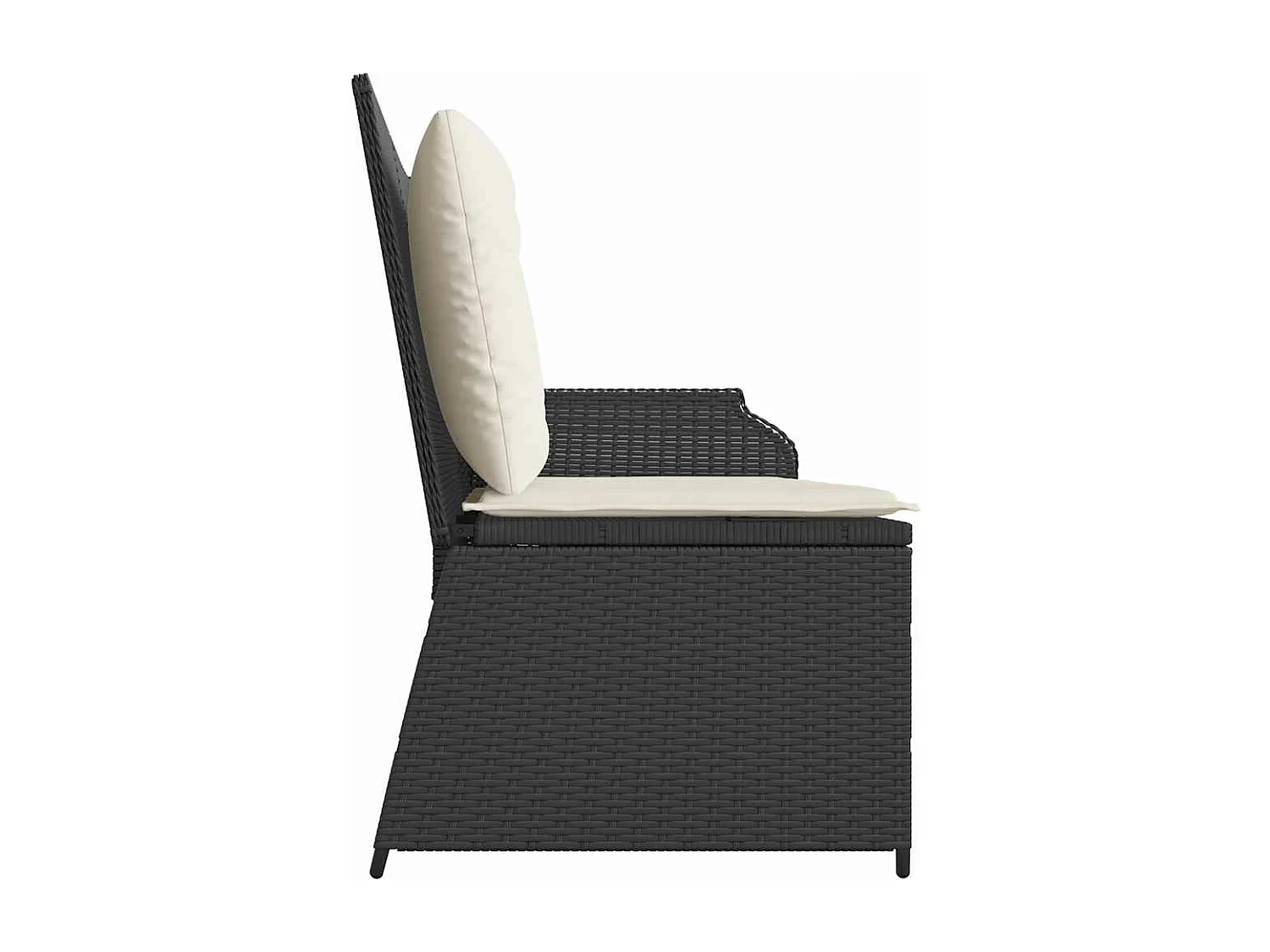 Banco de jardim reclinável com almofadões vime PE preto