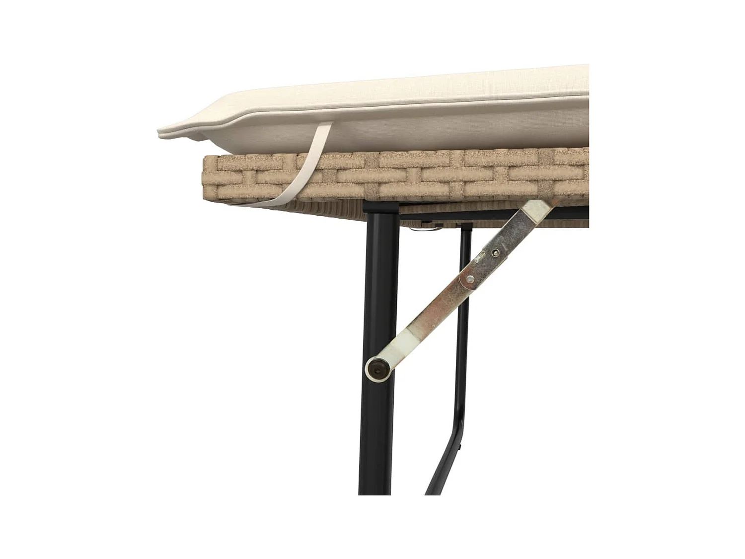 Banc de jardin et coussins et repose-pied beige résine tressée