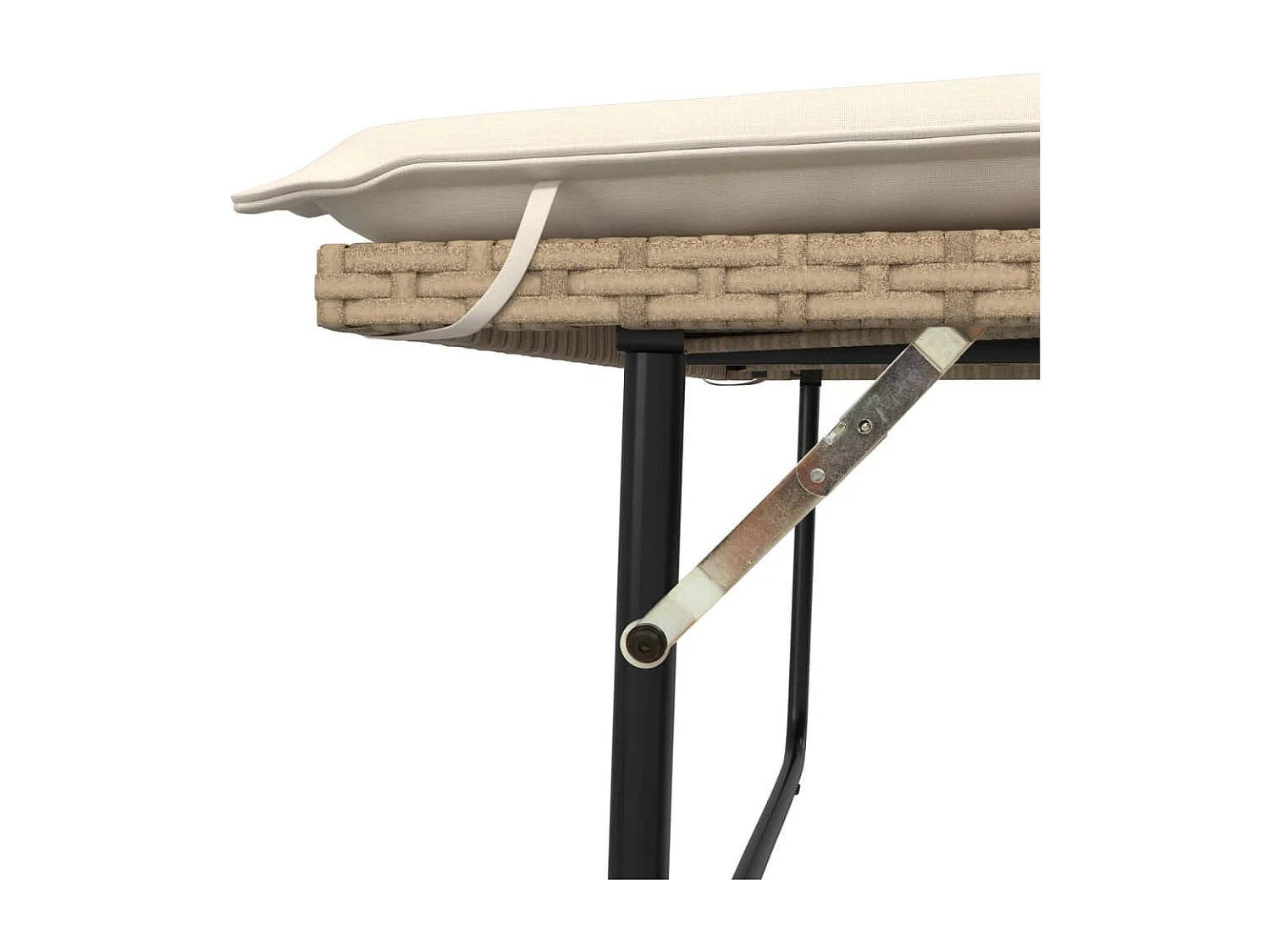 Tuinbank met kussens en voetenbank poly rattan beige