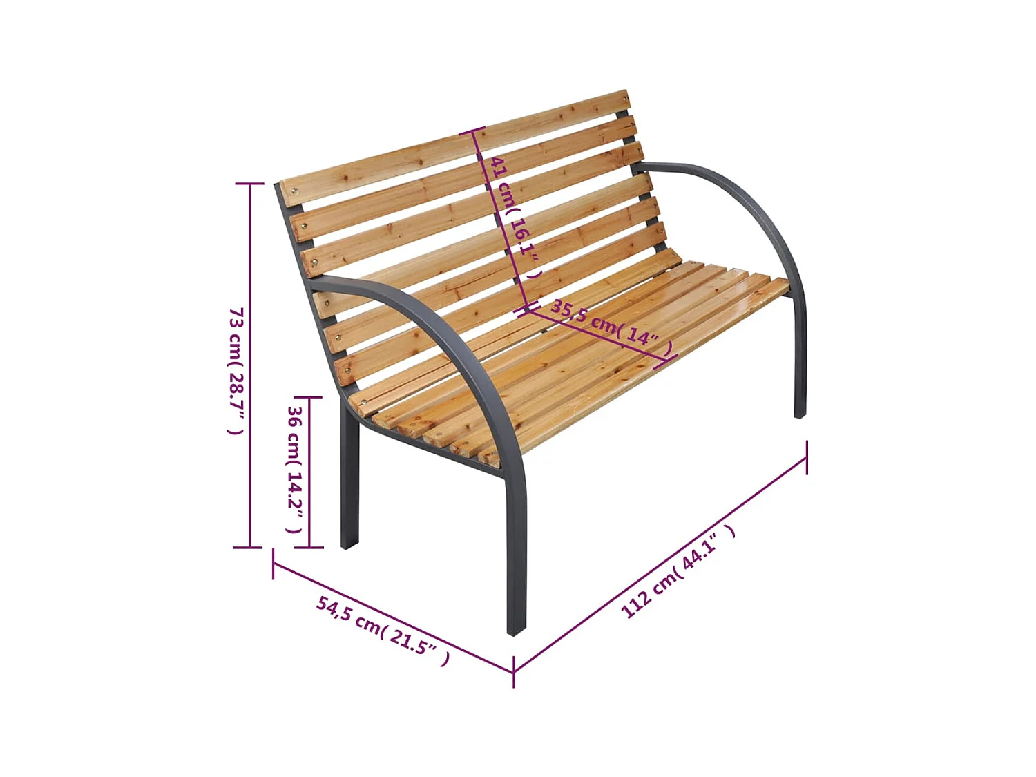 Banco de jardim 112 cm madeira de abeto maciça
