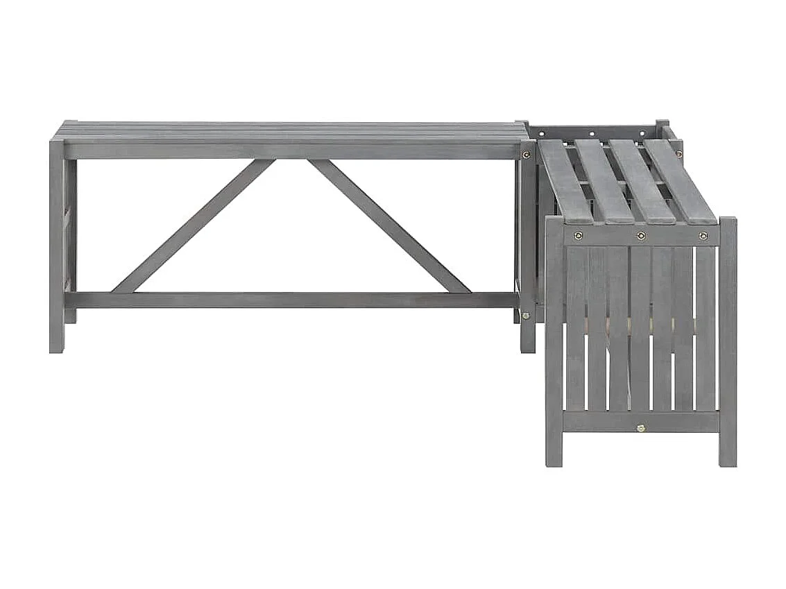 Banc d'angle de jardin et jardinière 117 cm Bois d'acacia Gris